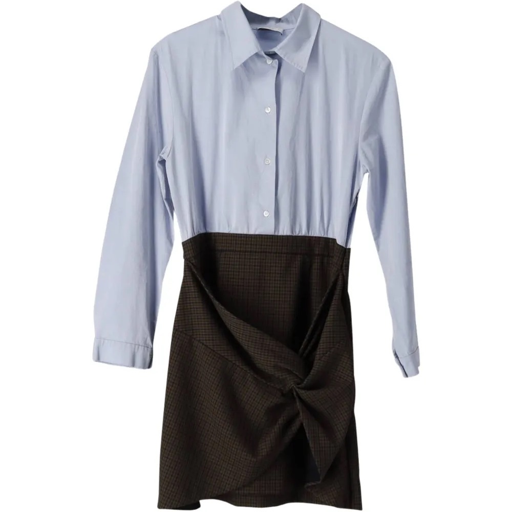 Sandro Paris Two in One Dress in Light Blue Cotton